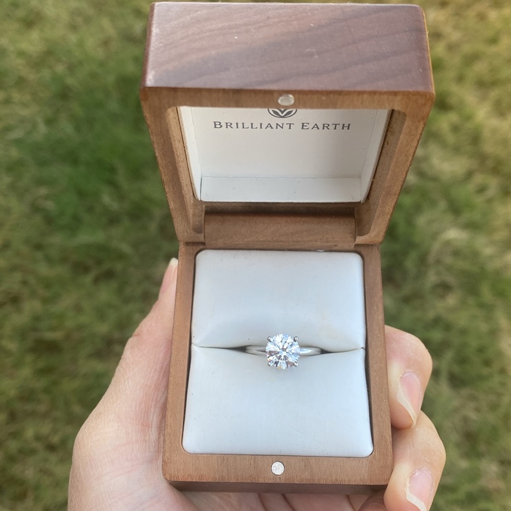 Lab IGI Diamond, 3X 1.64ct, E Color, Platinum Band, Size 4